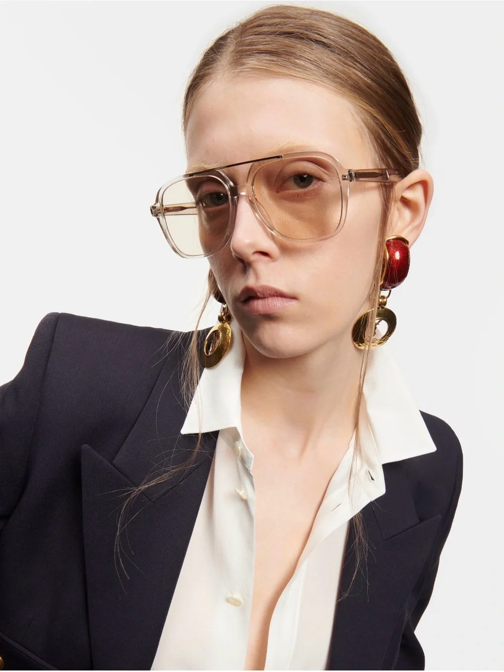 Saint Laurent SL 545 aviator acetate sunglasses unisex pastel yellow gold logo